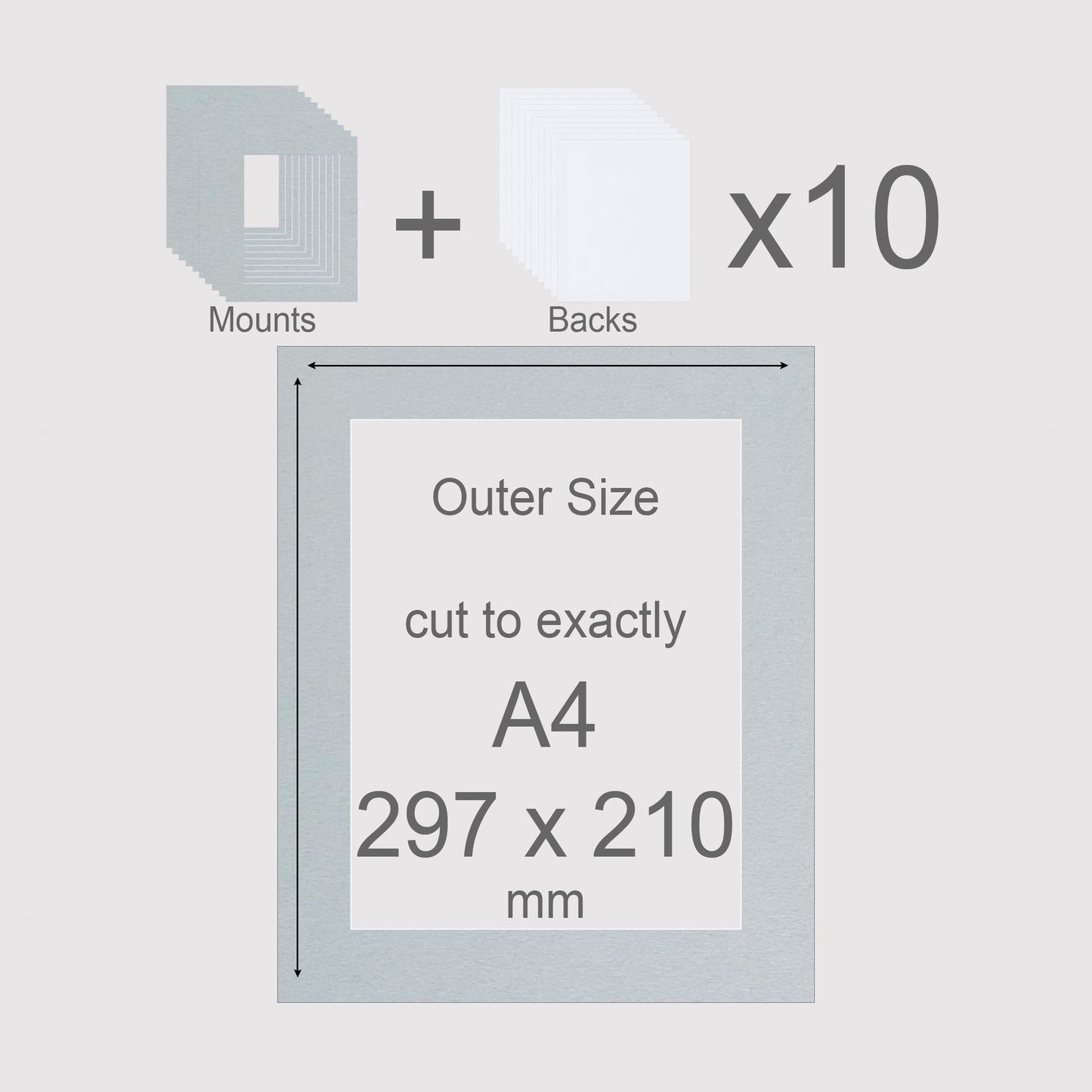 A4, 297 x 210 mm, Mounts & Backs, Pack of 10