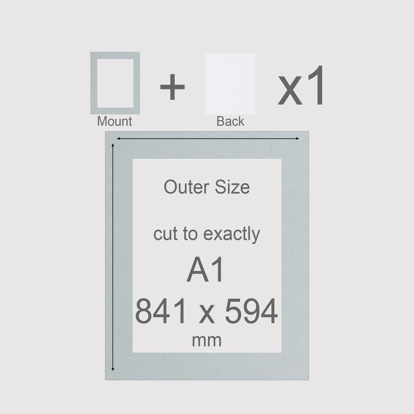 A1, 841 x 594 mm, Mount & Back, Pack of 1 (single)
