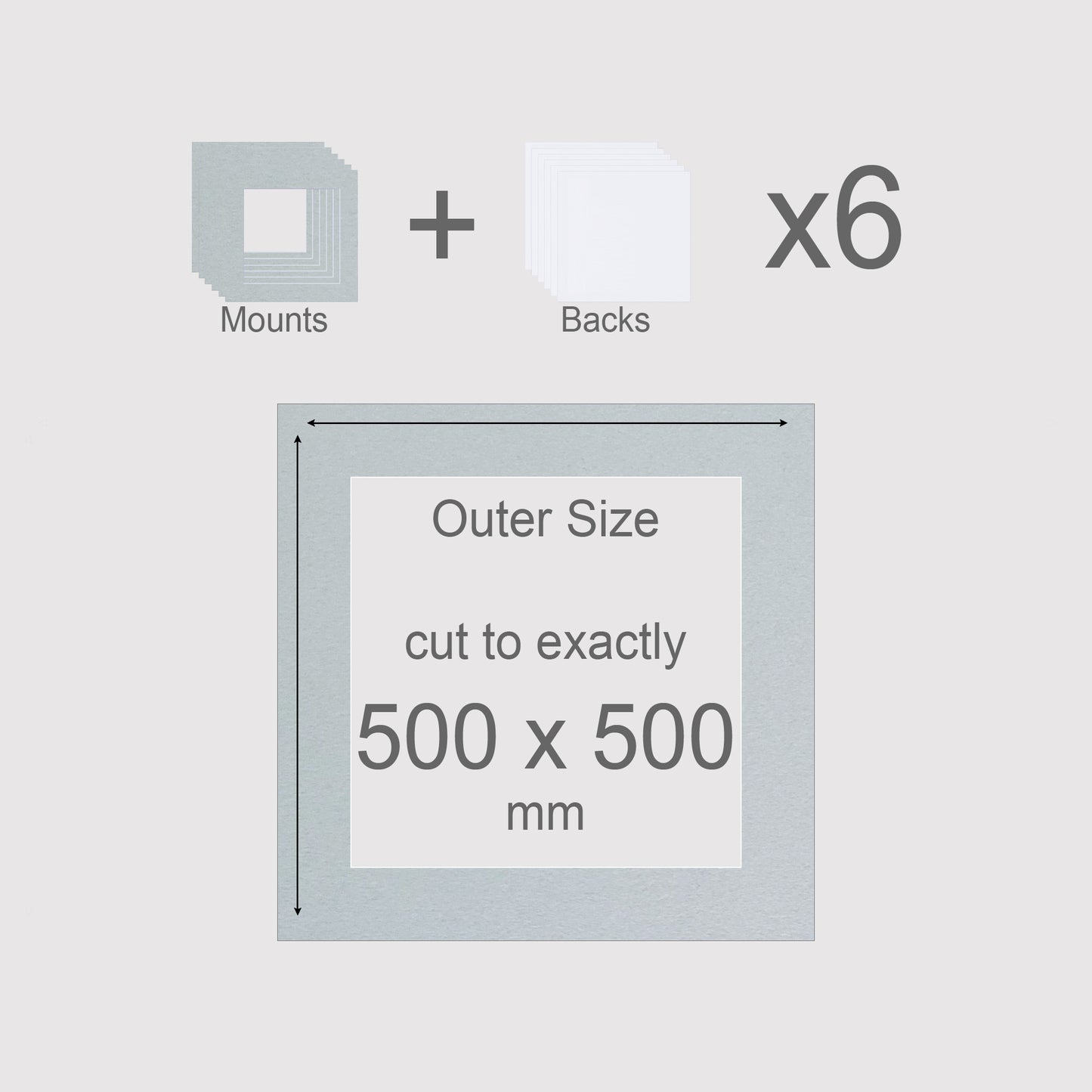 500 x 500 mm, Mounts & Backs, Pack of 6