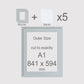 A1, 841 x 594 mm, Mounts & Backs, Pack of 5