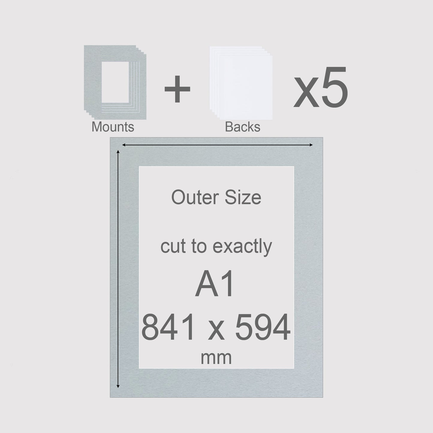 A1, 841 x 594 mm, Mounts & Backs, Pack of 5