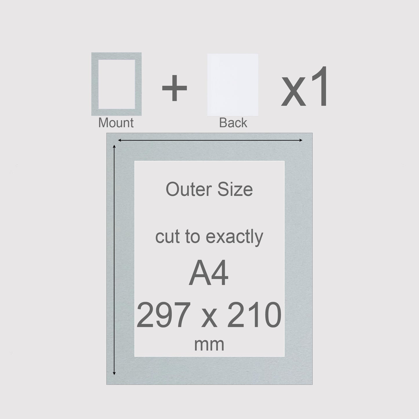 A4, 297 x 210 mm, Mount & Back, Pack of 1 (single)