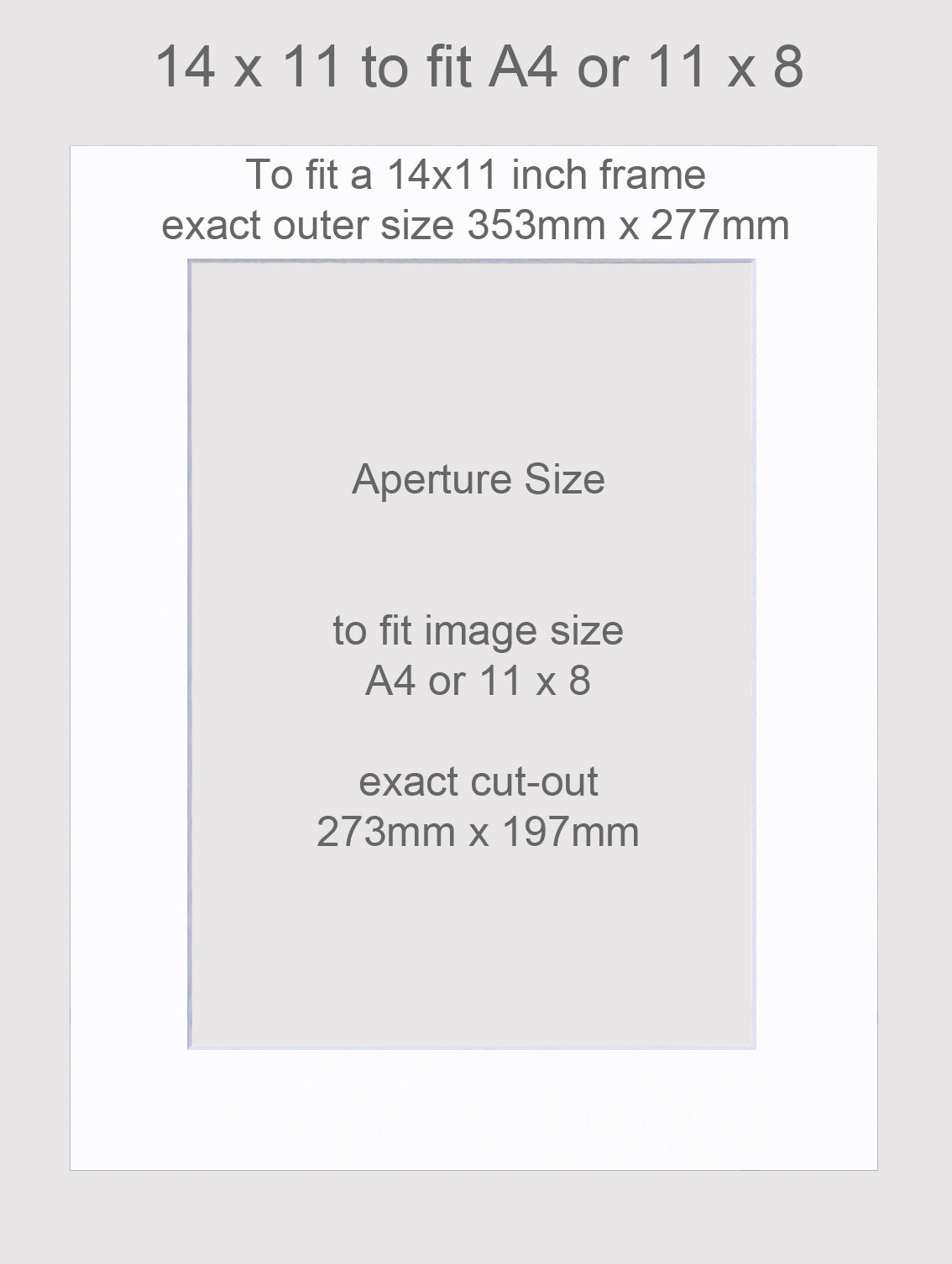 Picture photo mounts to fit 14x11 inch frames, A4 or 11x8 inch images.