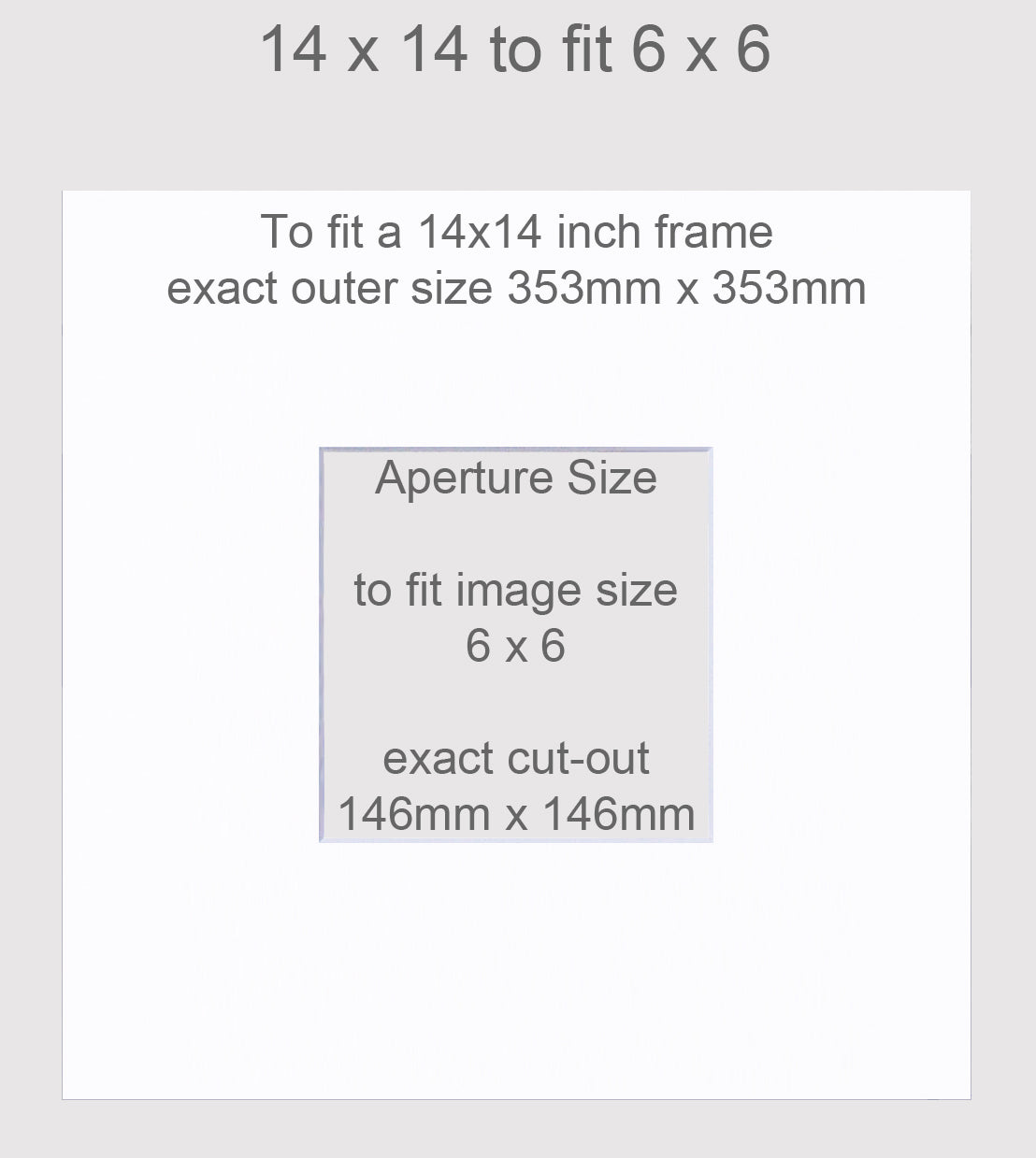 14x14 inch picture mount with aperture to fit a 6x6 image