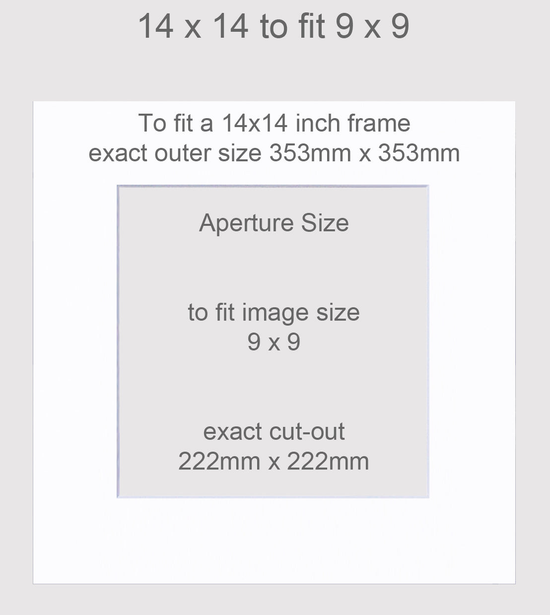 14x14 inch picture mount with aperture to fit a 9x9 image