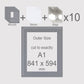 A1, 841 x 594 mm, Mounts, Backs, & Bags, Pack of 10