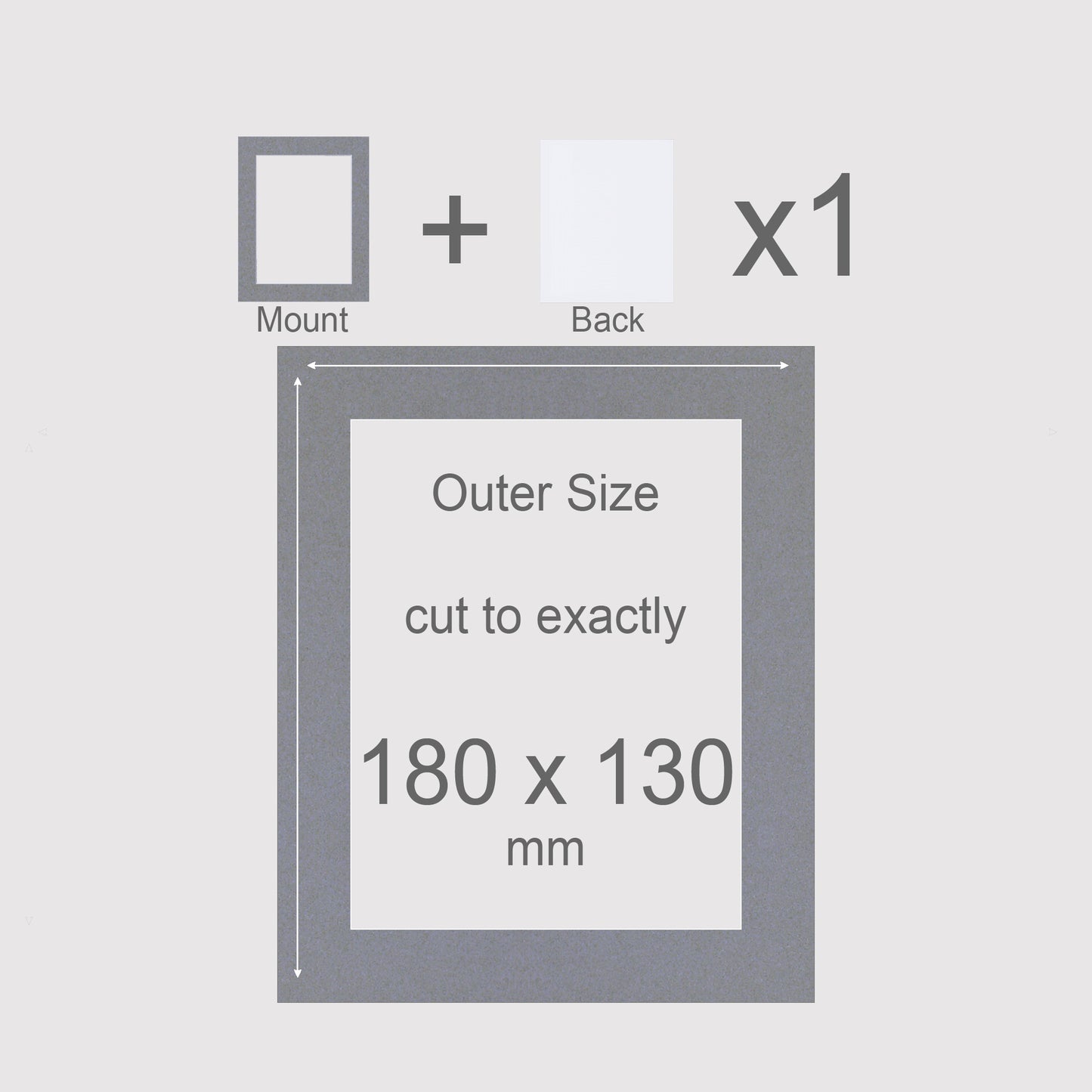 180 x 130 mm, Mount & Back, Pack of 1 (single)