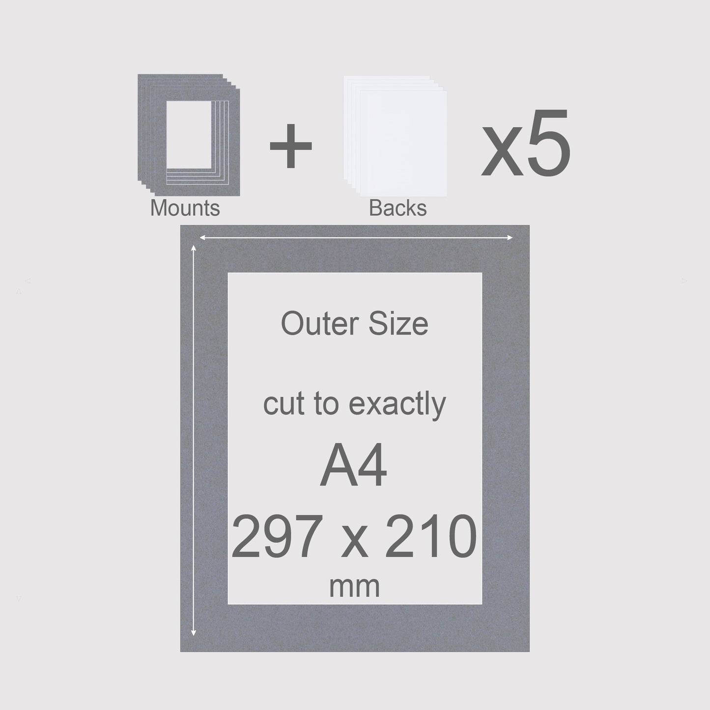 A4, 297 x 210 mm, Mounts & Backs, Pack of 5