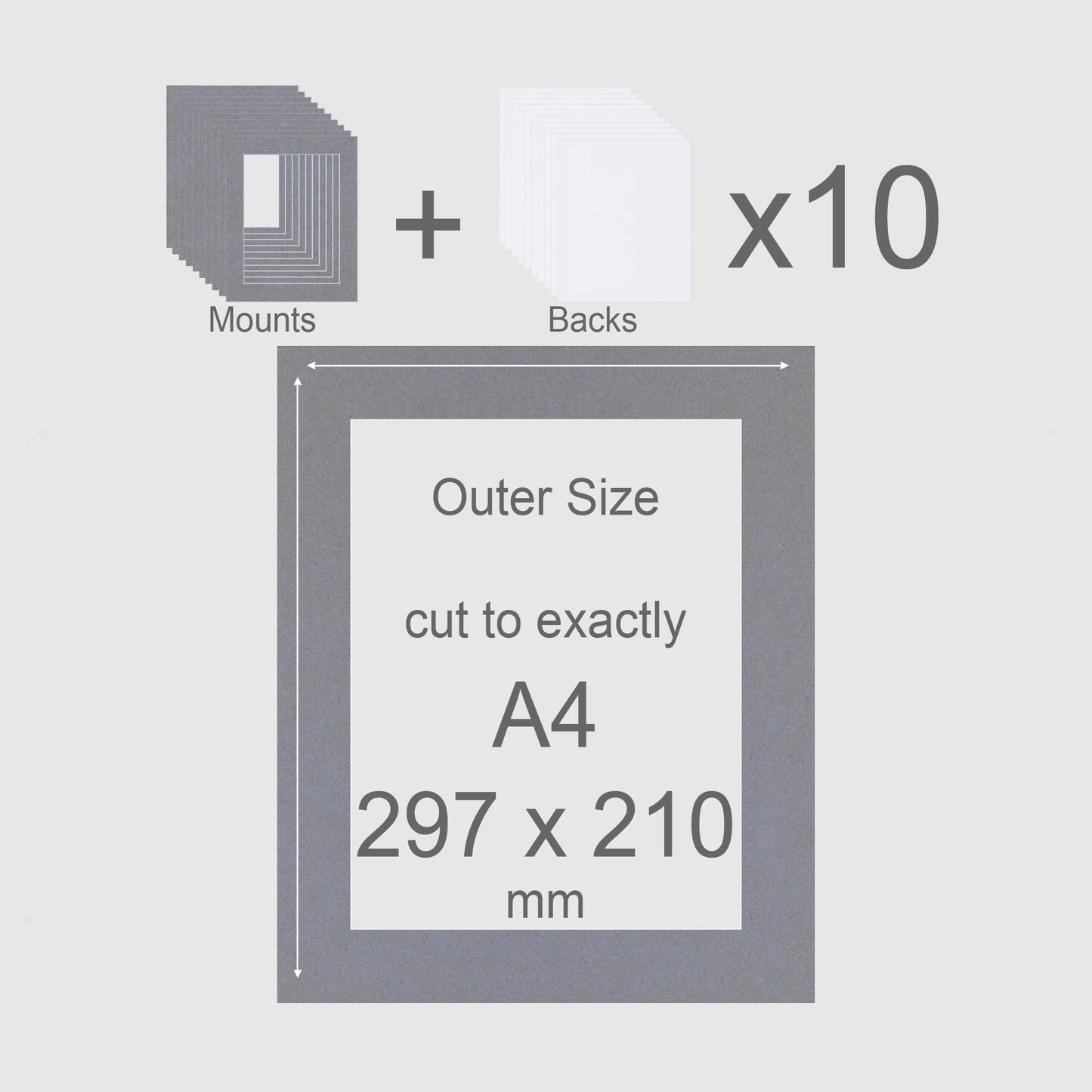 A4, 297 x 210 mm, Mounts & Backs, Pack of 10