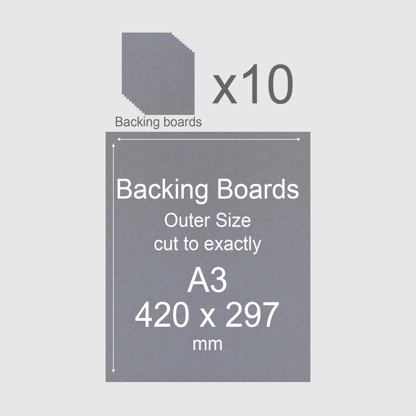 A3, 420 x 297 mm, Mountboard Backs for Picture Mounts