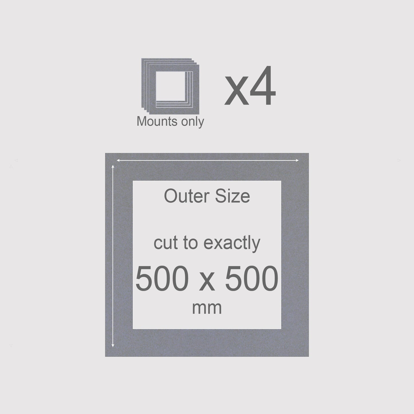 500 x 500 mm, Mounts only, Pack of 4