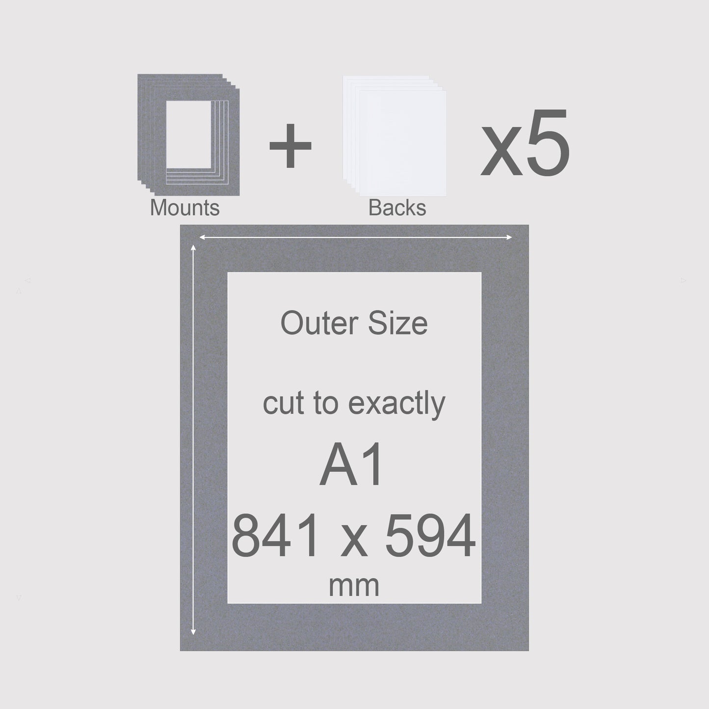 A1, 841 x 594 mm, Mounts & Backs, Pack of 5