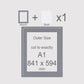 A1, 841 x 594 mm, Mount & Back, Pack of 1 (single)