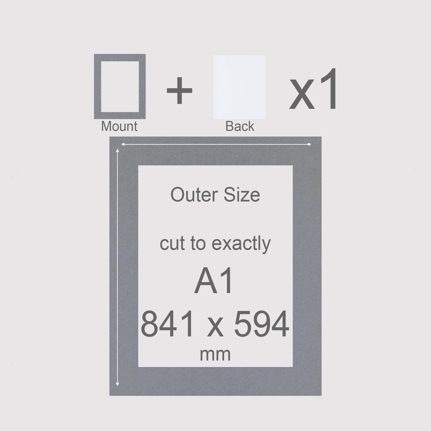 A1, 841 x 594 mm, Mount & Back, Pack of 1 (single)