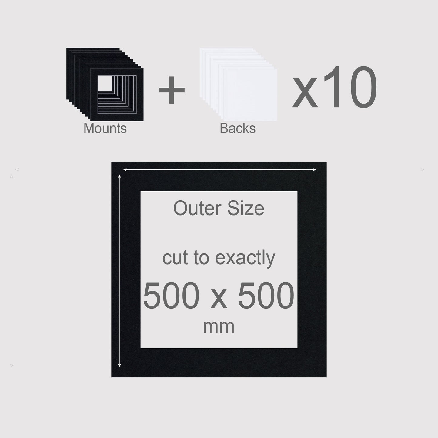 500 x 500 mm, Mounts & Backs, Pack of 10