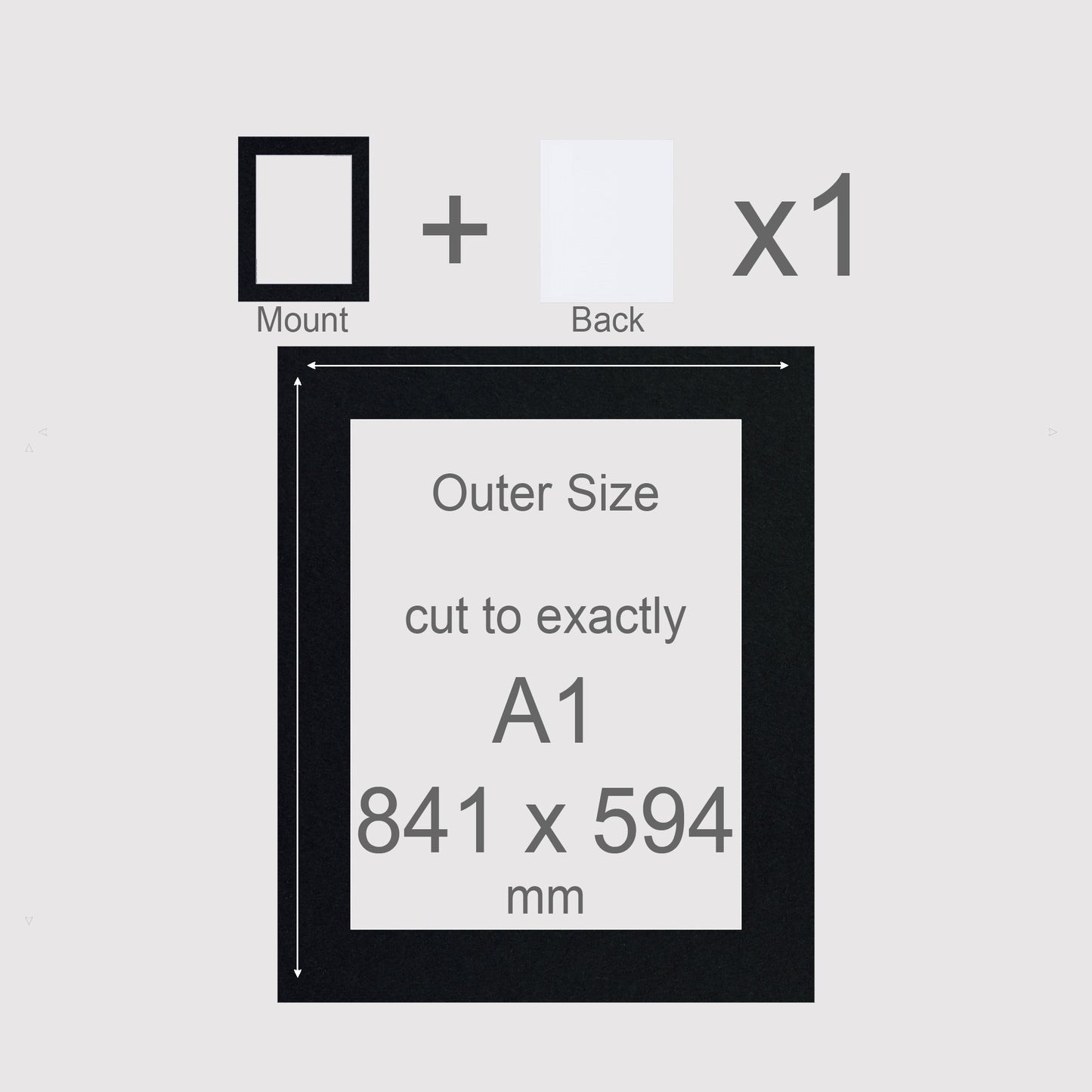 A1, 841 x 594 mm, Mount & Back, Pack of 1 (single)