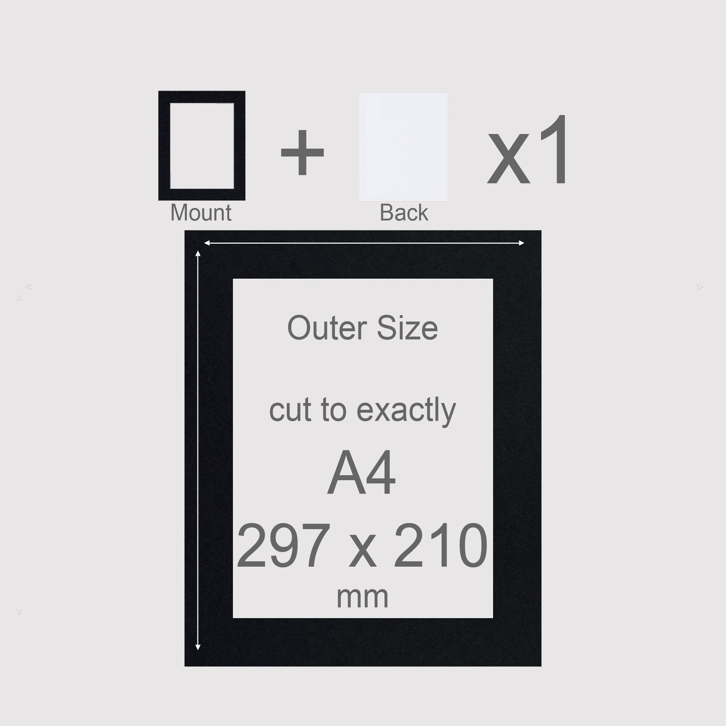 A4, 297 x 210 mm, Mount & Back, Pack of 1 (single)