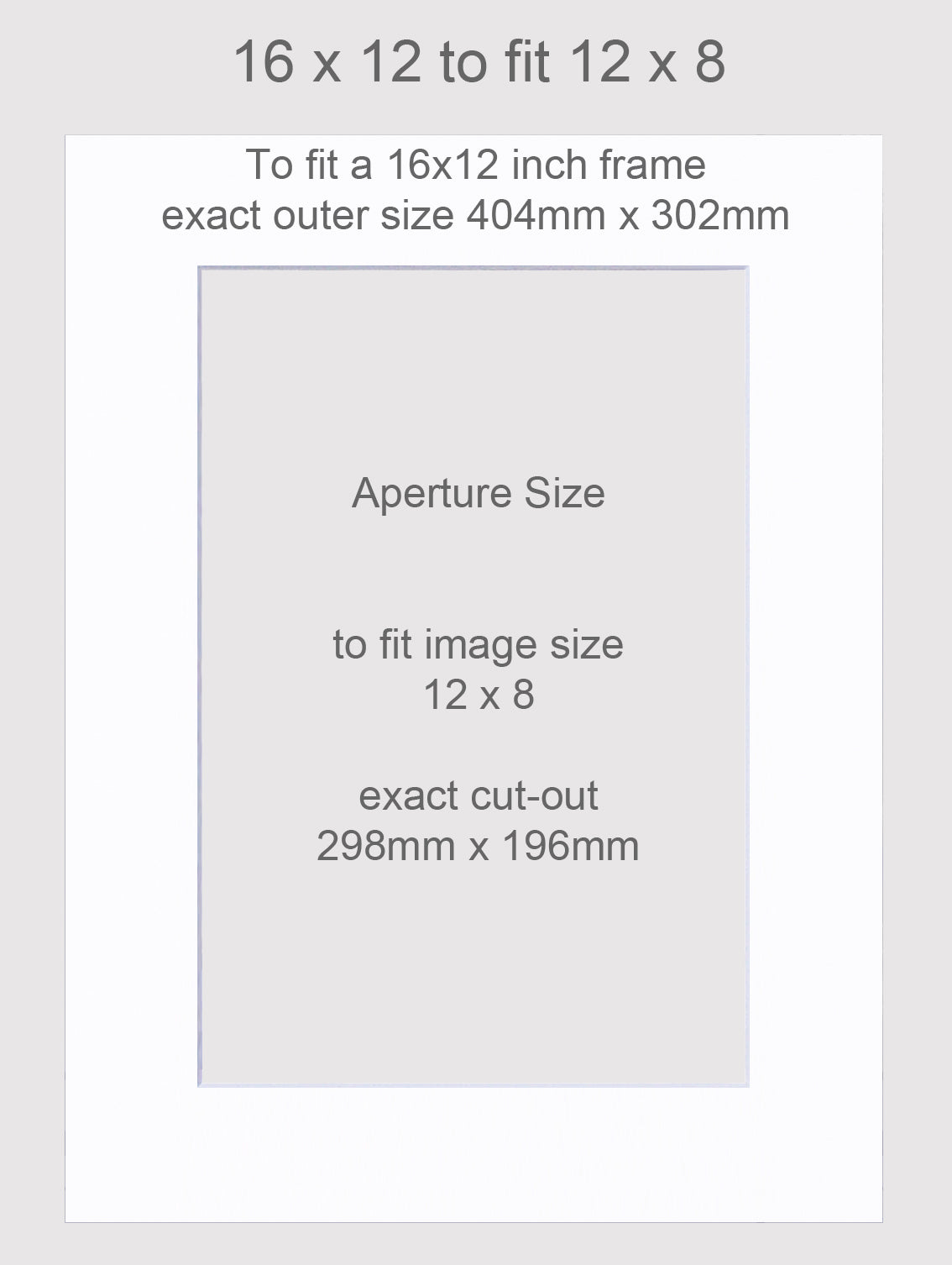 16x12 inch picture mounts to fit 12x8 inch images.