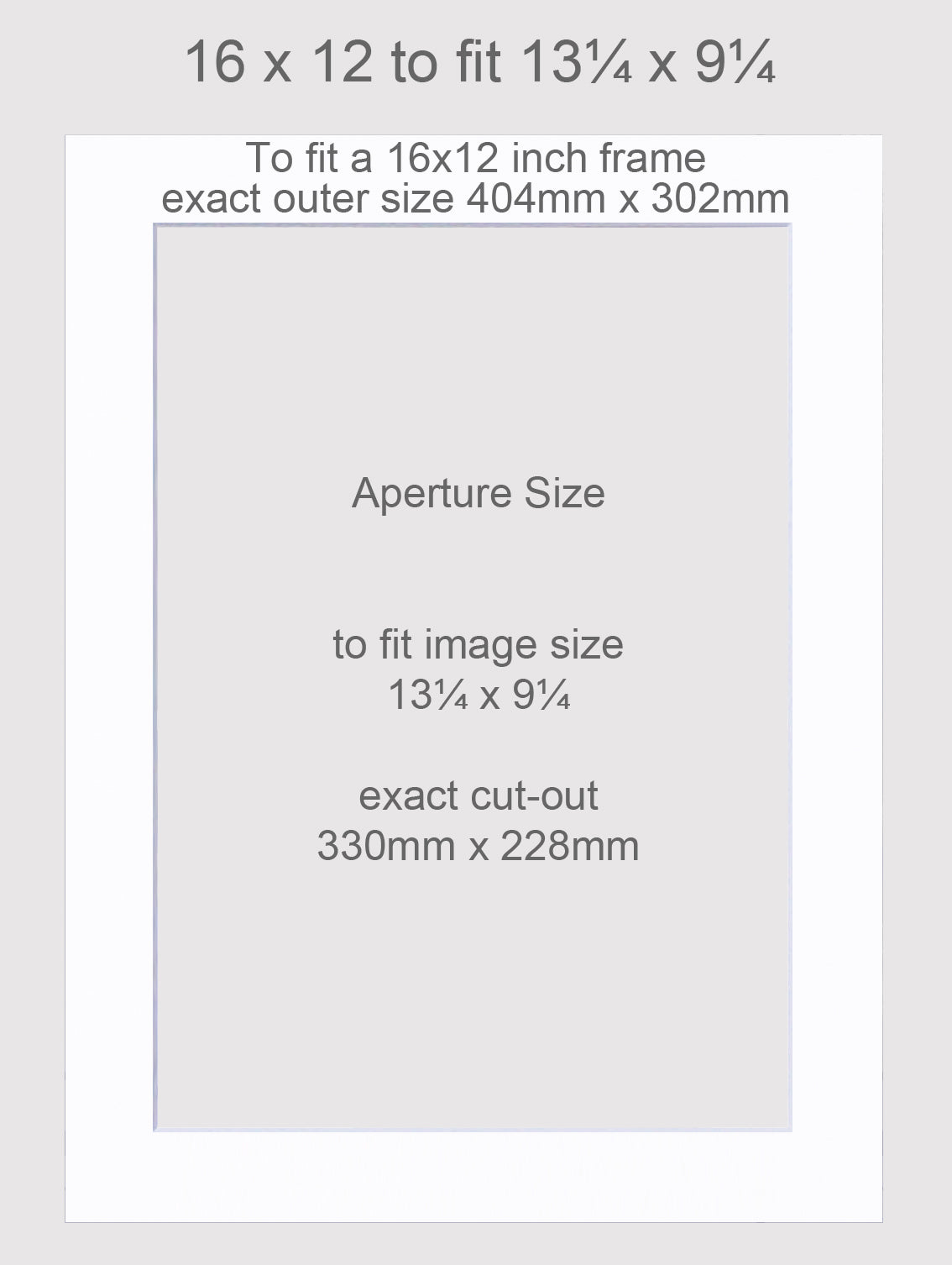 16x12 inch picture mounts to fit 13¼x9¼ inch images.