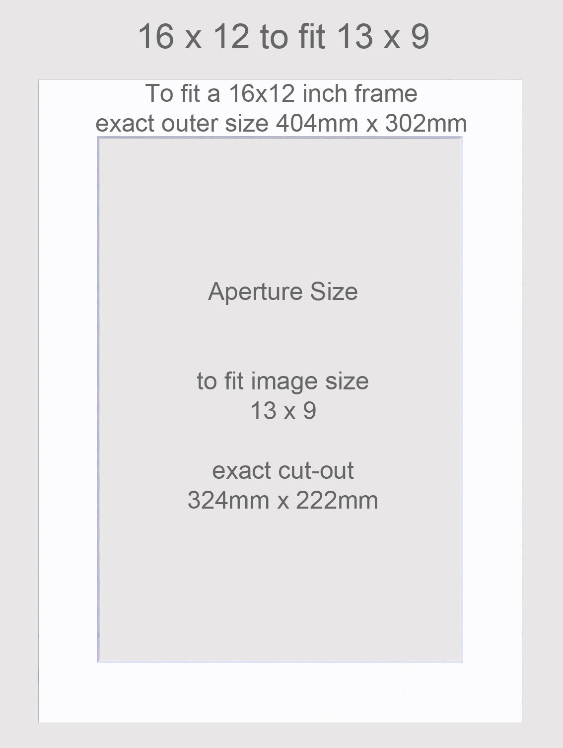 16x12 inch picture mounts to fit 13x9 inch images.