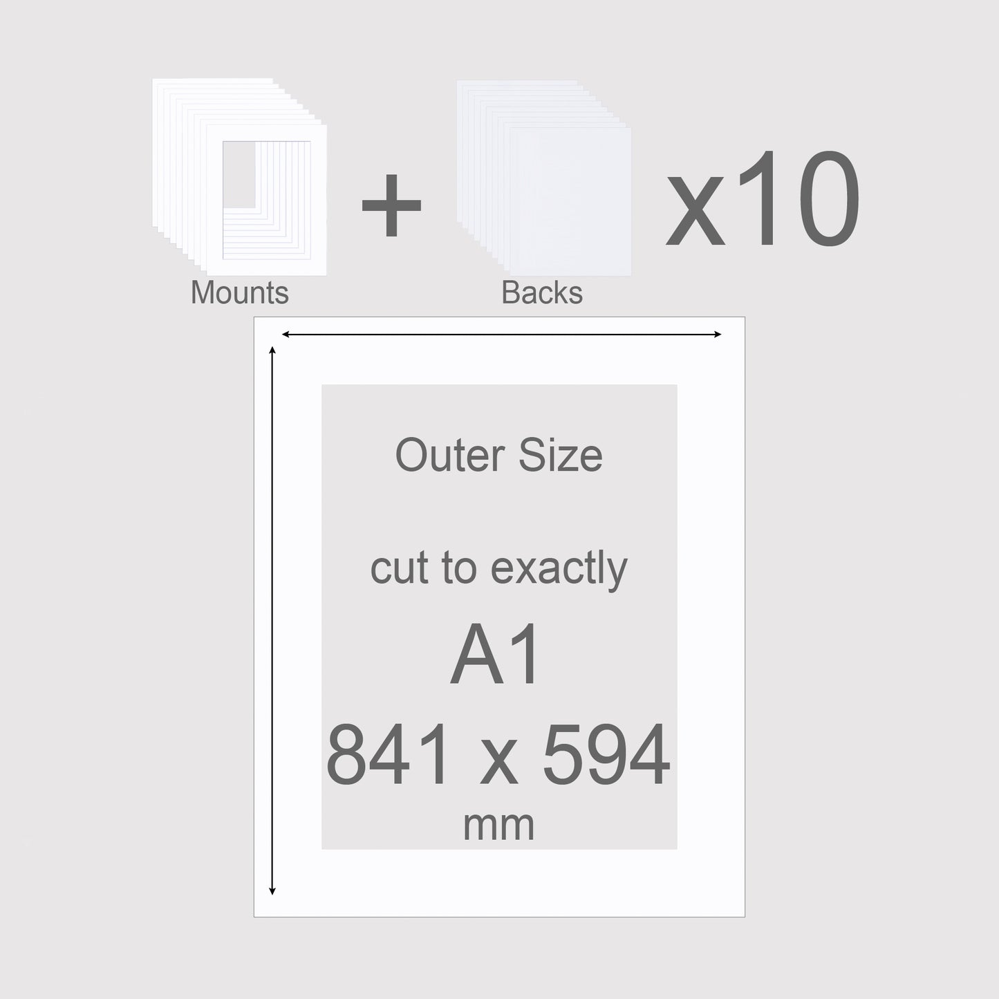 A1, 841 x 594 mm, Mounts & Backs, Pack of 10