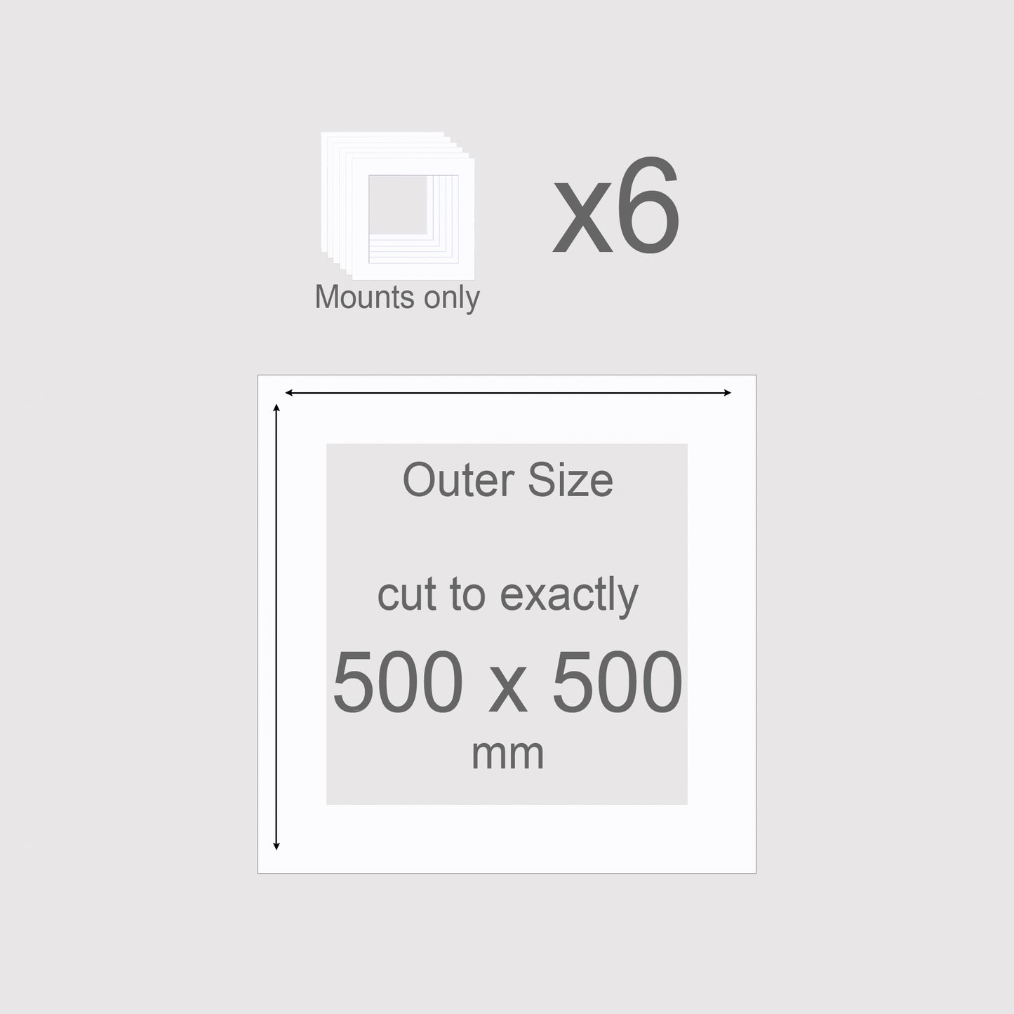 500 x 500 mm, Mounts only, Pack of 6