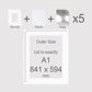 A1, 841 x 594 mm, Mounts, Backs, & Bags, Pack of 5