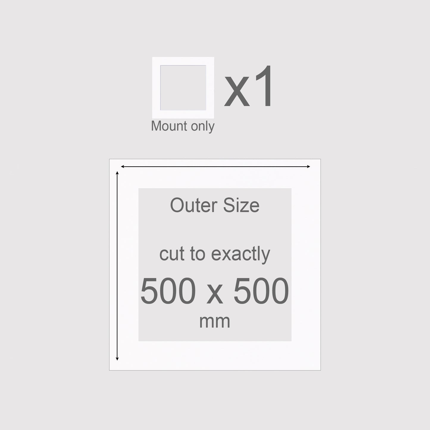 500 x 500 mm, Mount only, Pack of 1 (single)