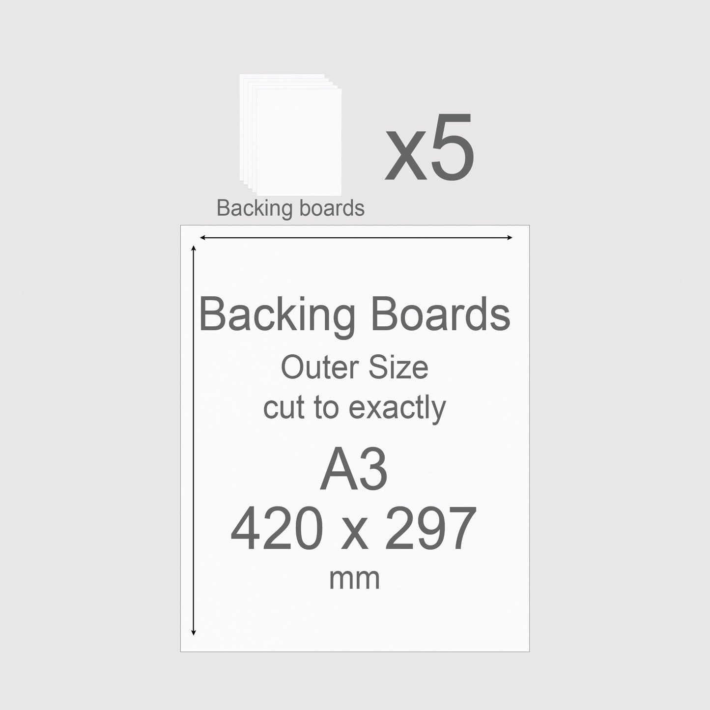 A3, 420 x 297 mm, Mountboard Backs for Picture Mounts