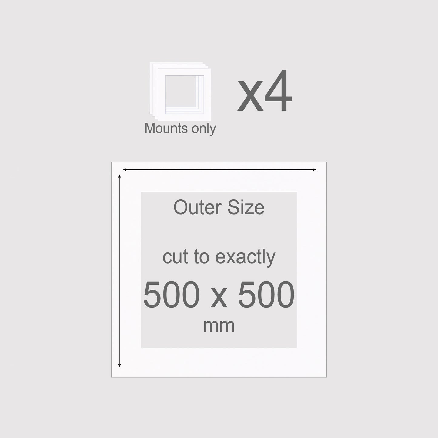 500 x 500 mm, Mounts only, Pack of 4