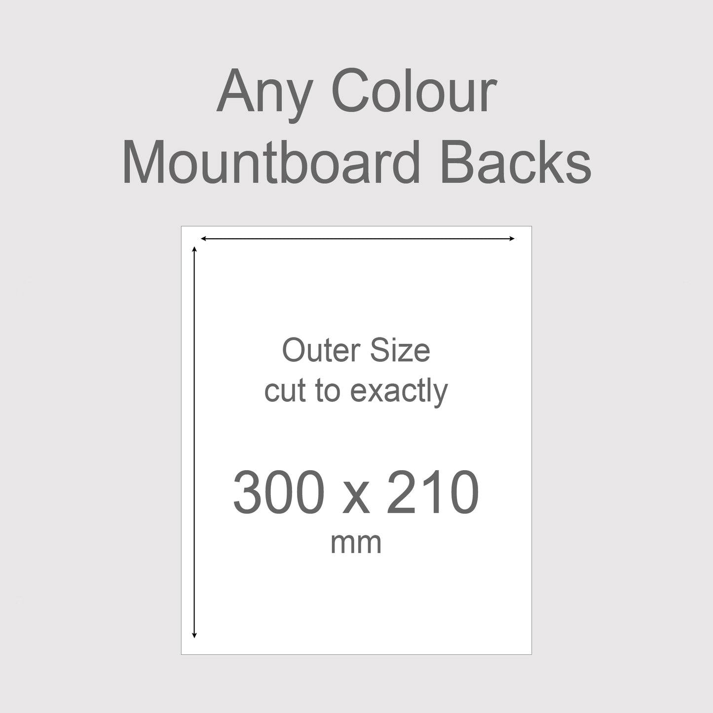 Backing boards in all colours, acid-free white-core 1.4mm thick. Outer size 300x210mm, 30x21cm.