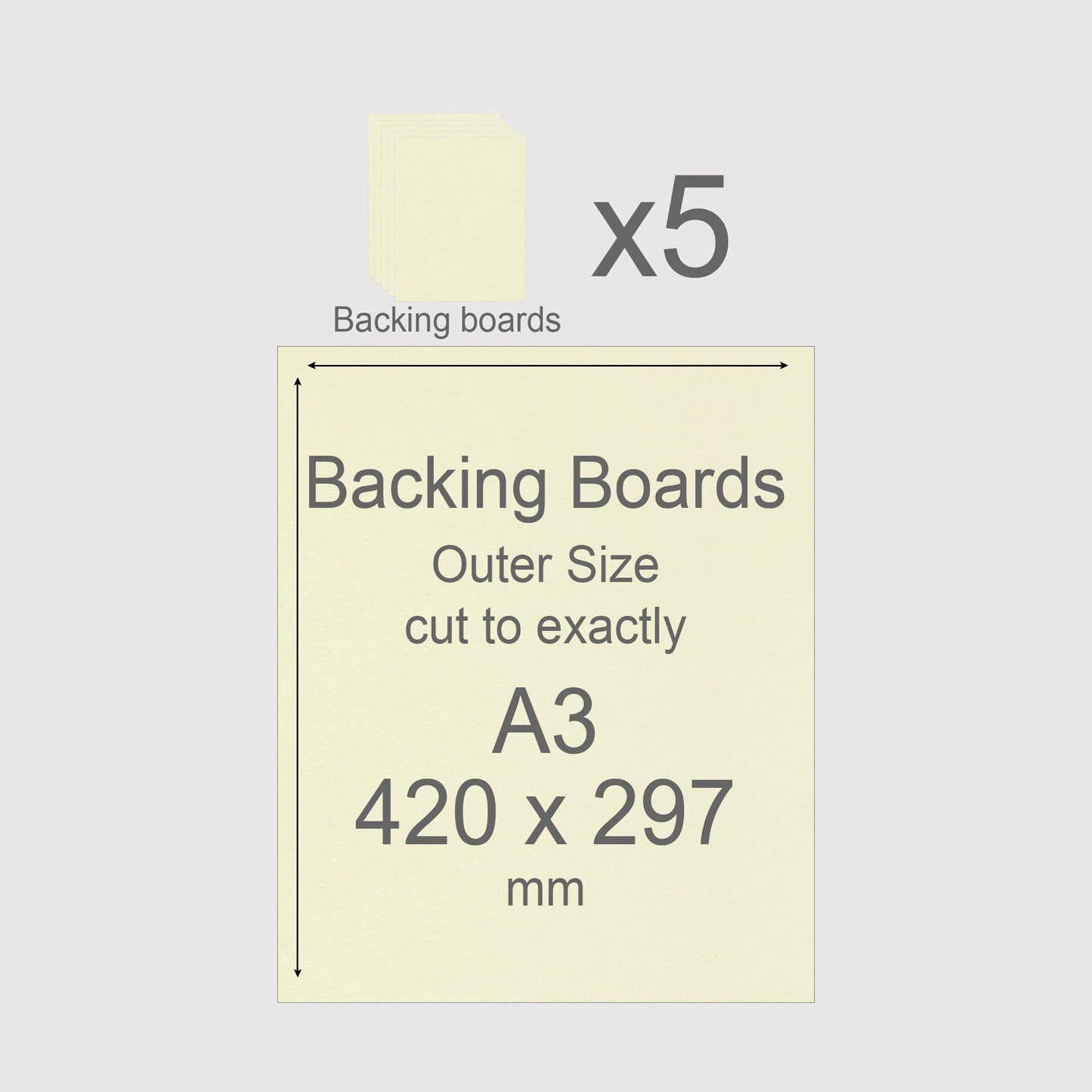 A3, 420 x 297 mm, Mountboard Backs for Picture Mounts