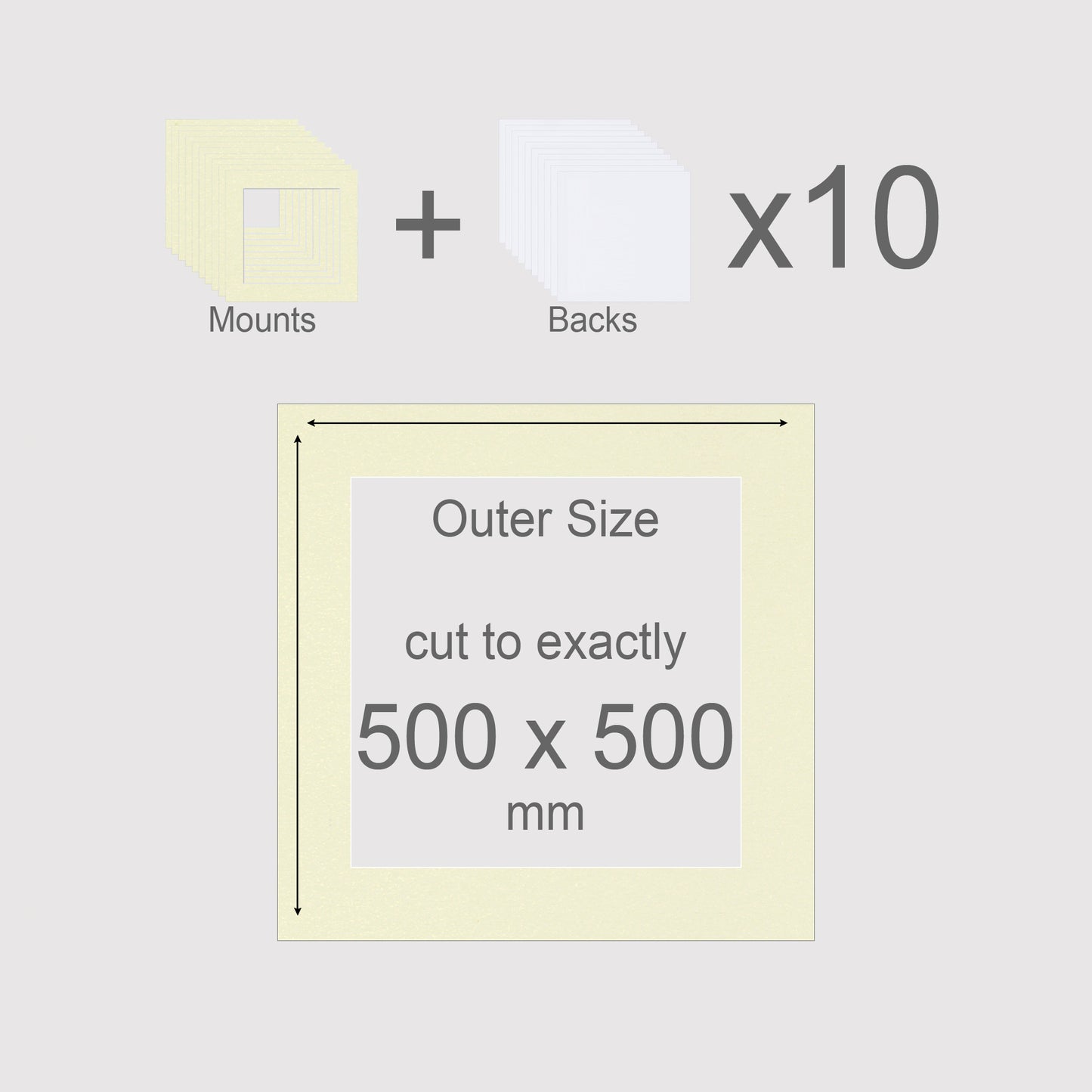 500 x 500 mm, Mounts & Backs, Pack of 10