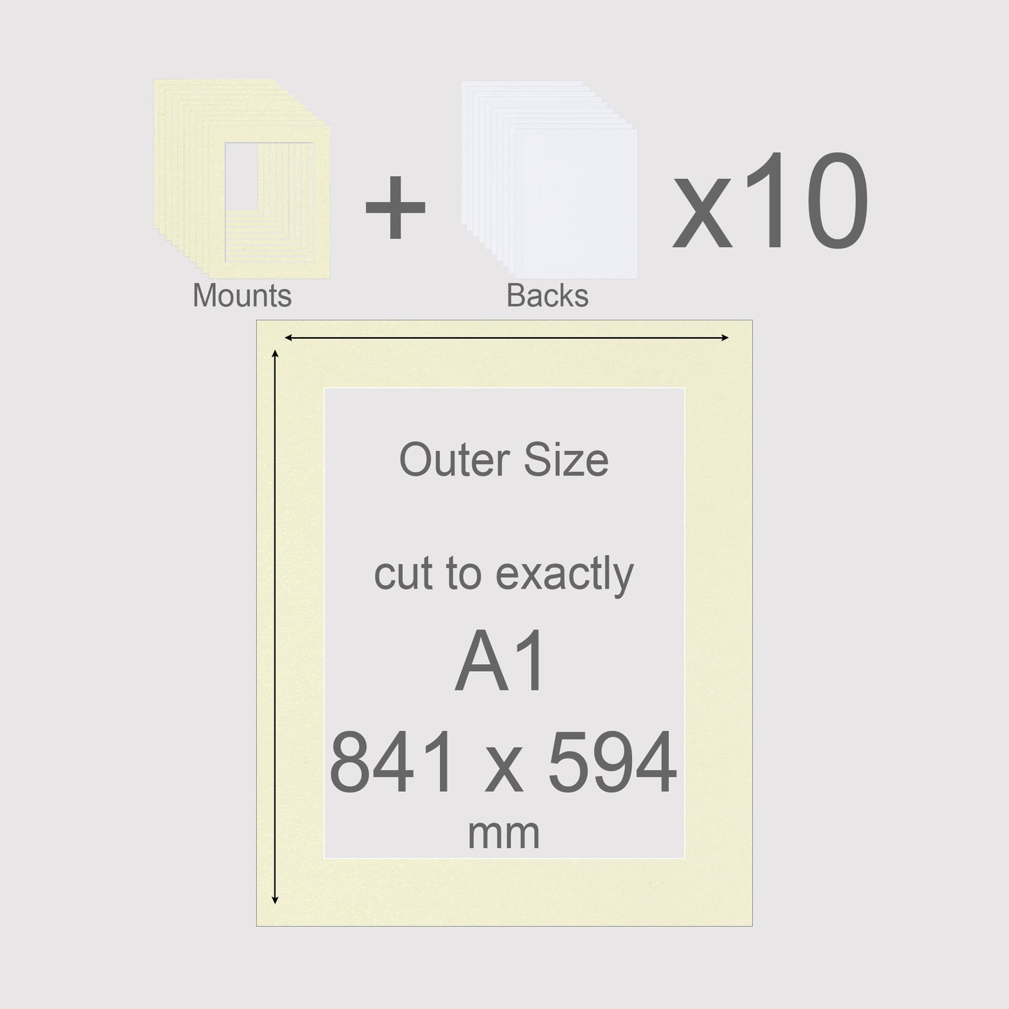 A1, 841 x 594 mm, Mounts & Backs, Pack of 10