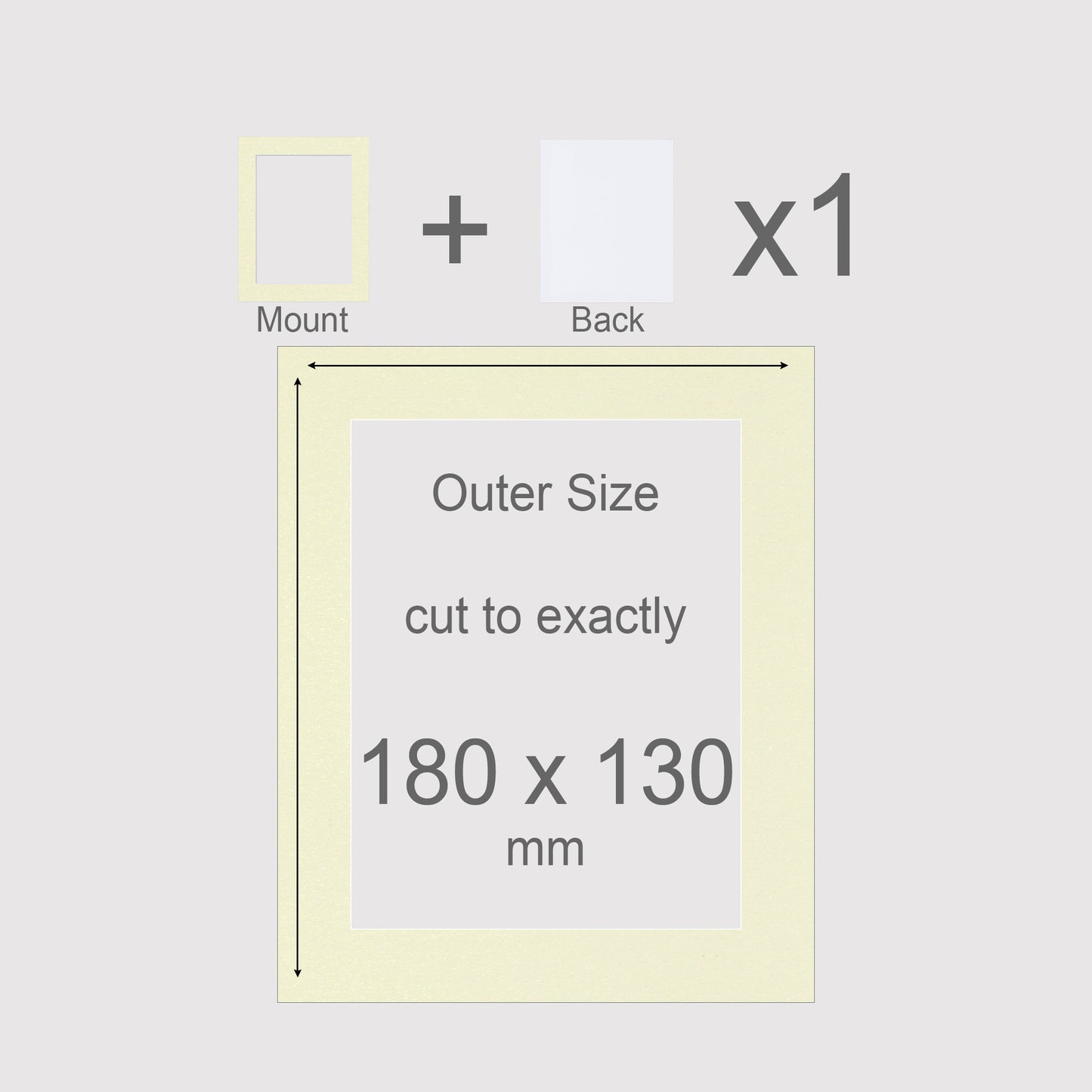 180 x 130 mm, Mount & Back, Pack of 1 (single)