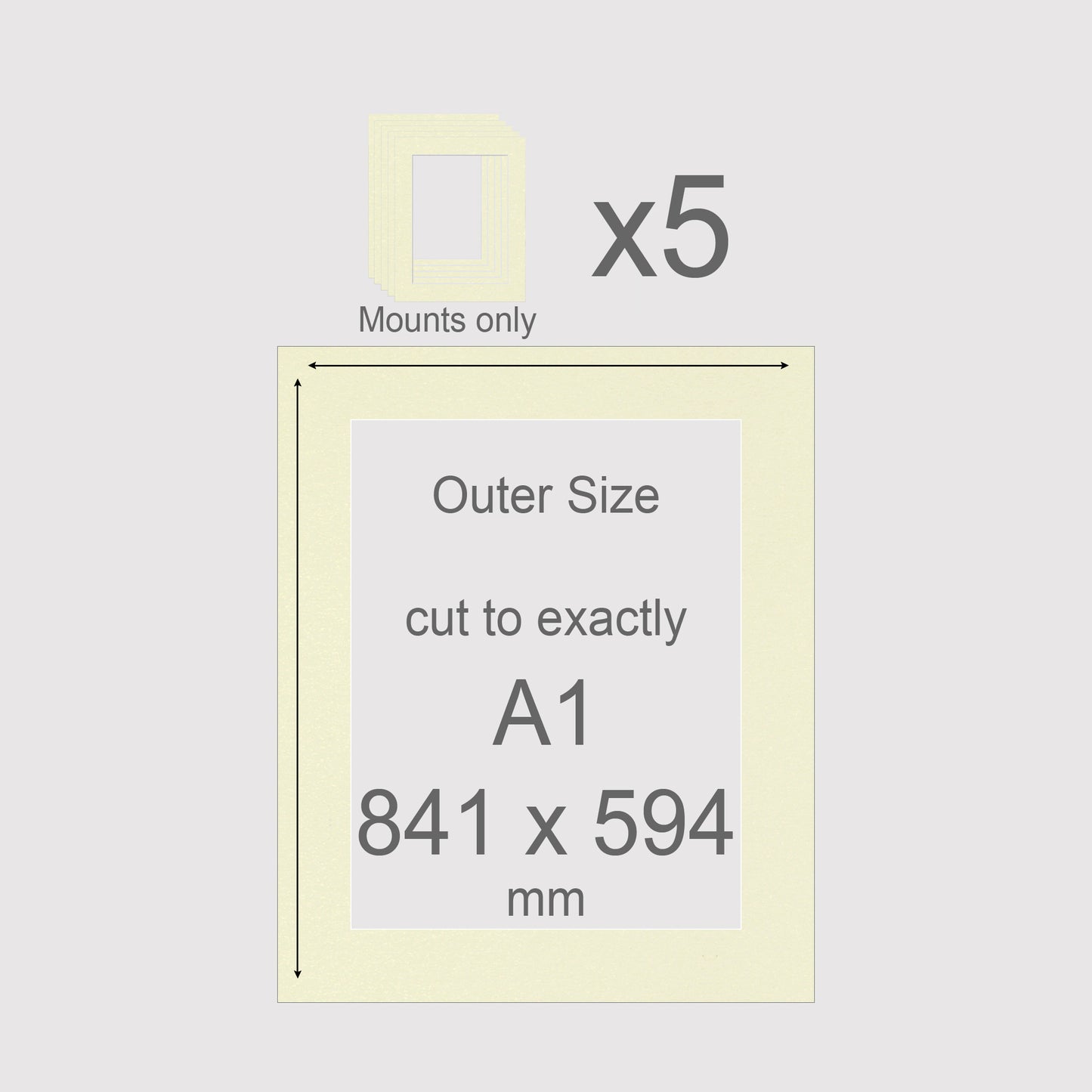 A1, 841 x 594 mm, Mounts only, Pack of 5