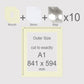 A1, 841 x 594 mm, Mounts, Backs, & Bags, Pack of 10