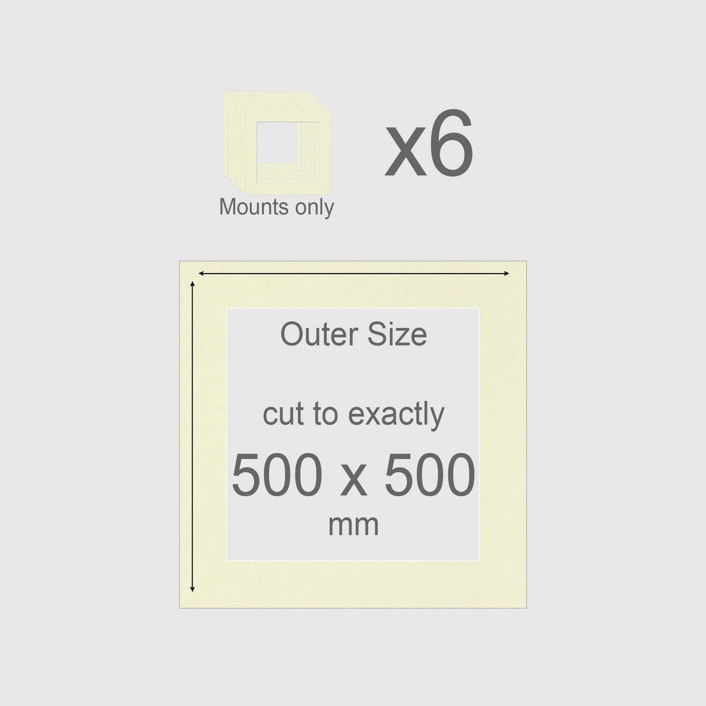 500 x 500 mm, Mounts only, Pack of 6