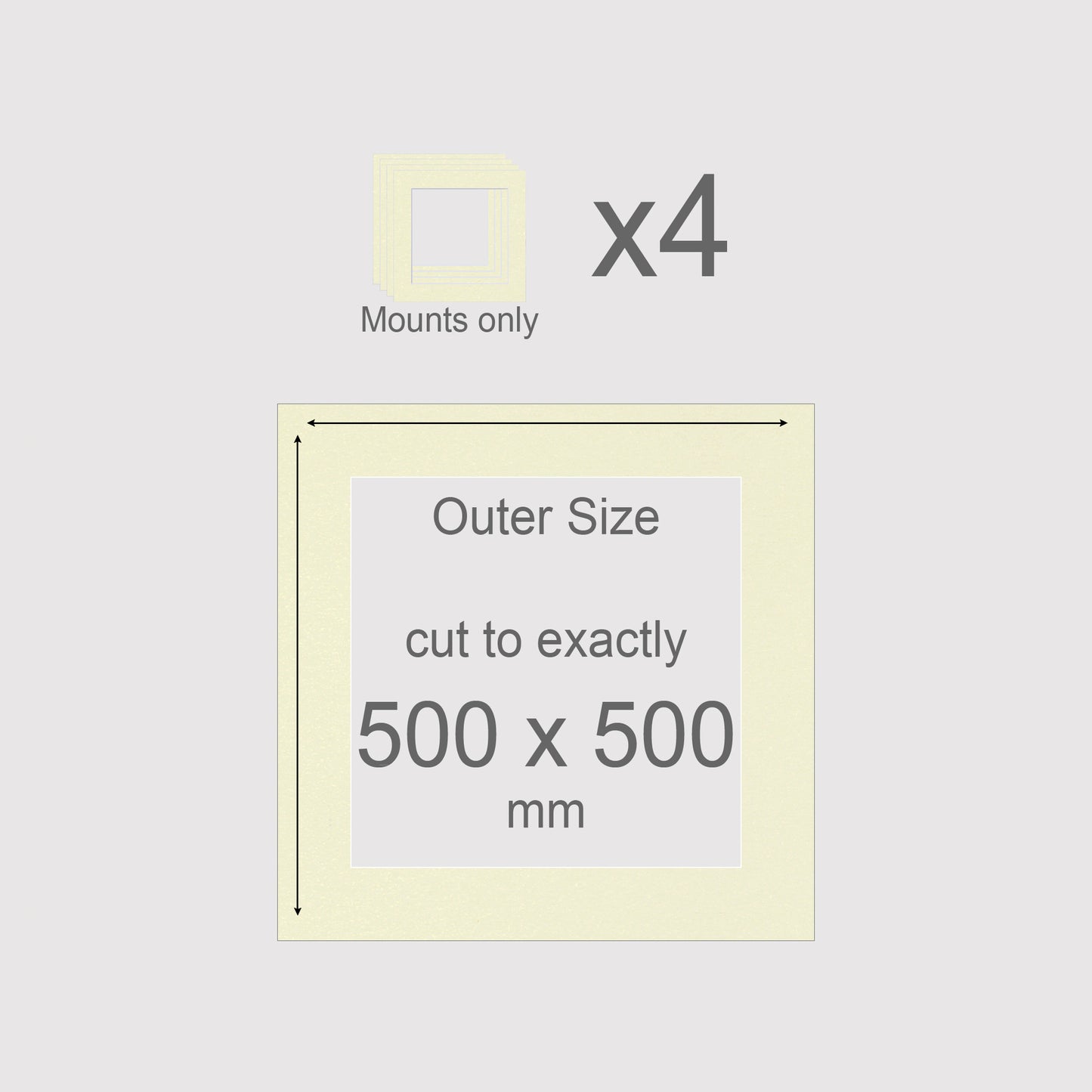 500 x 500 mm, Mounts only, Pack of 4