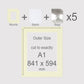 A1, 841 x 594 mm, Mounts, Backs, & Bags, Pack of 5