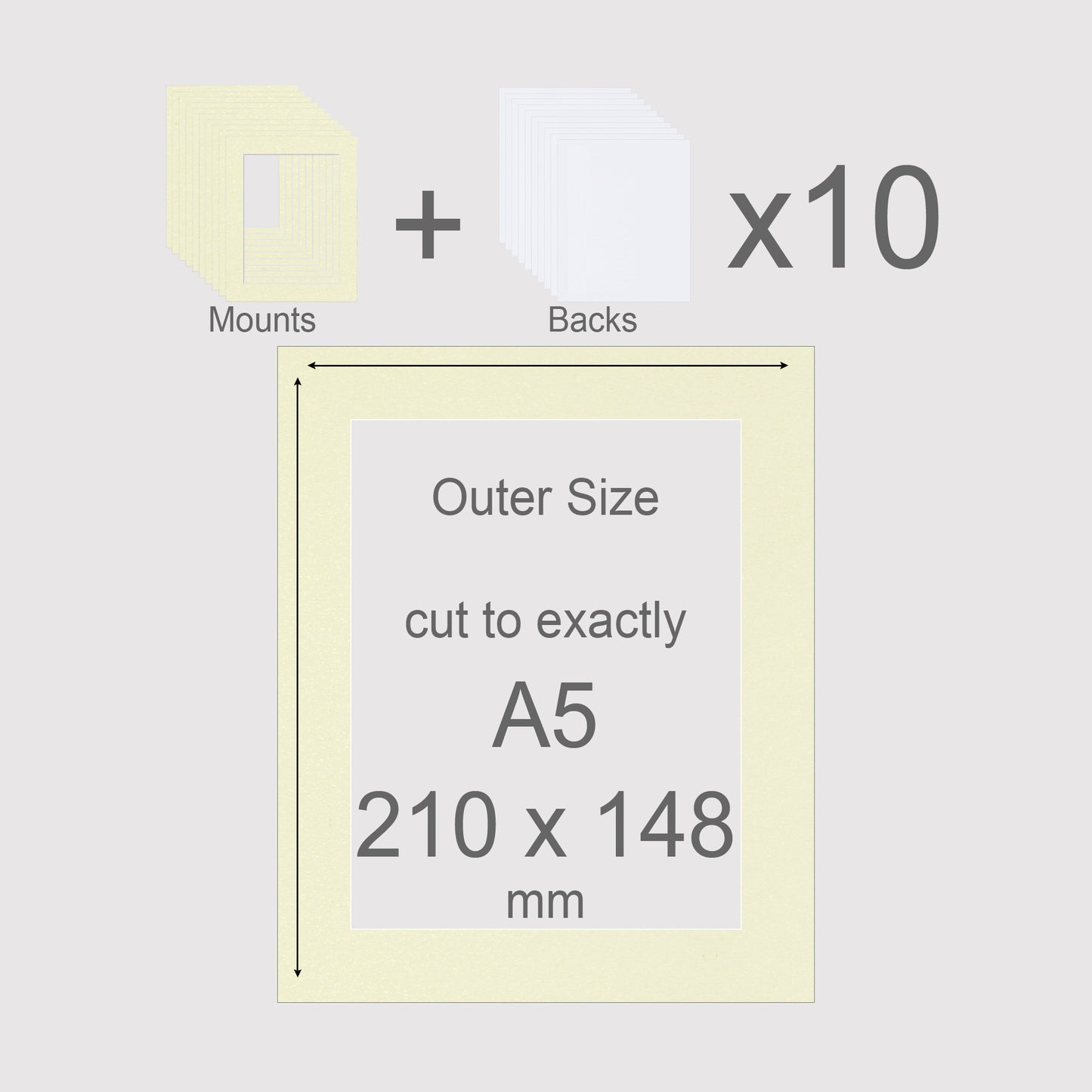 A5, 210 x 148 mm, Mounts & Backs, Pack of 10