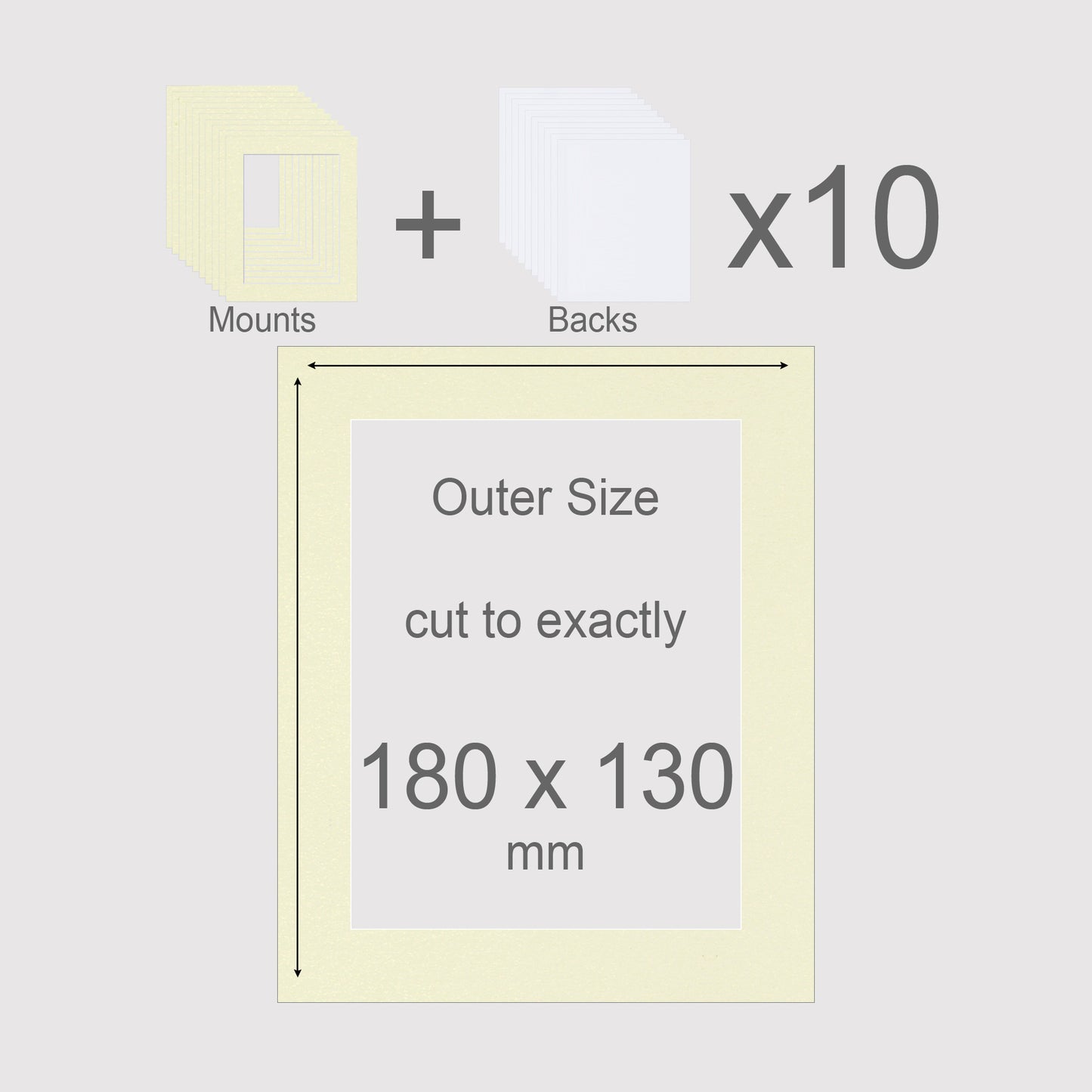 180 x 130 mm, Mounts & Backs, Pack of 10