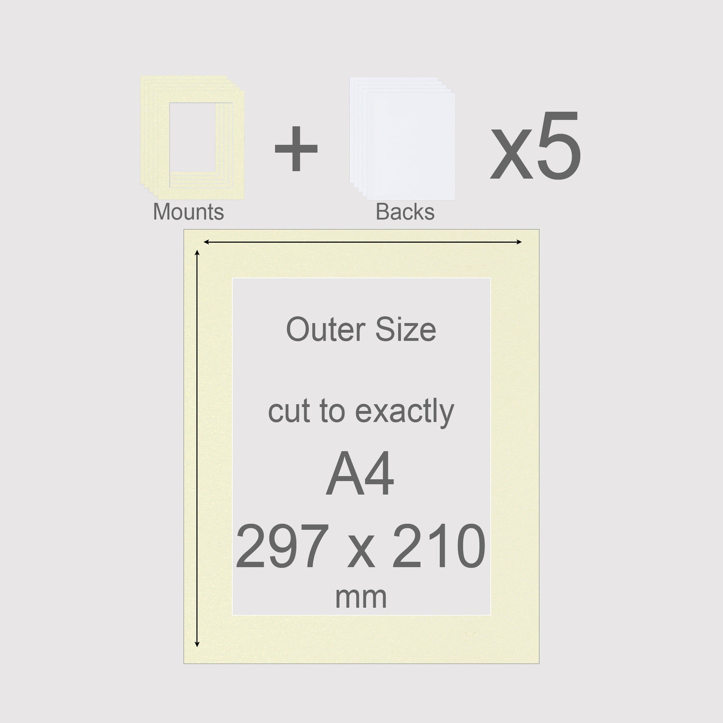 A4, 297 x 210 mm, Mounts & Backs, Pack of 5
