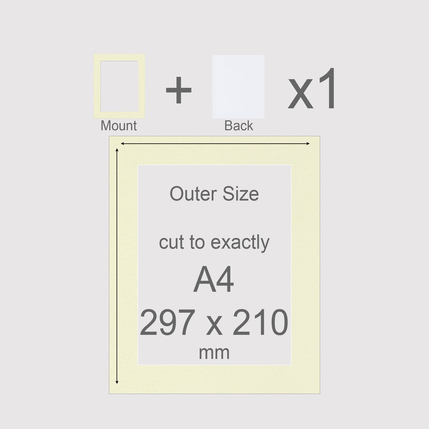 A4, 297 x 210 mm, Mount & Back, Pack of 1 (single)