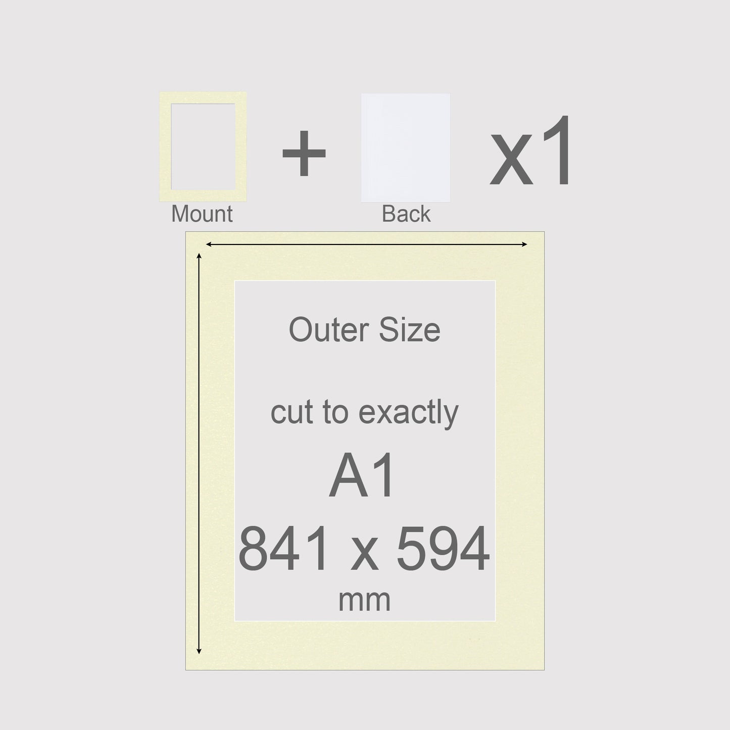 A1, 841 x 594 mm, Mount & Back, Pack of 1 (single)