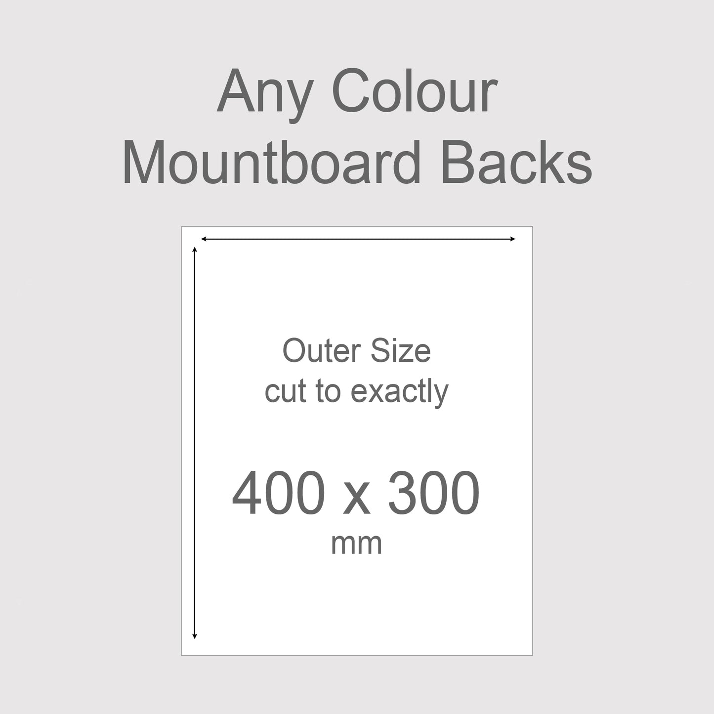 Backing boards in all colours, acid-free white-core 1.4mm thick. Outer size 400x300mm, 40x30cm.