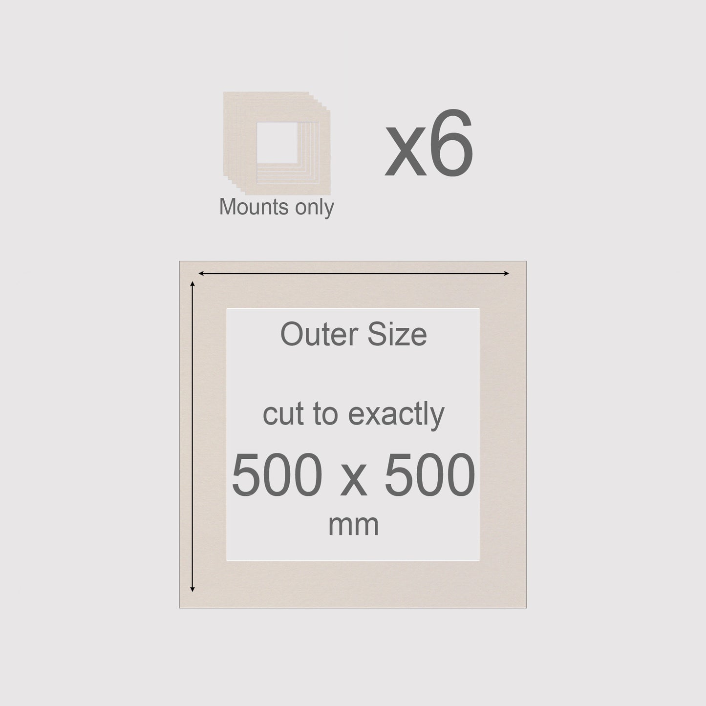 500 x 500 mm, Mounts only, Pack of 6
