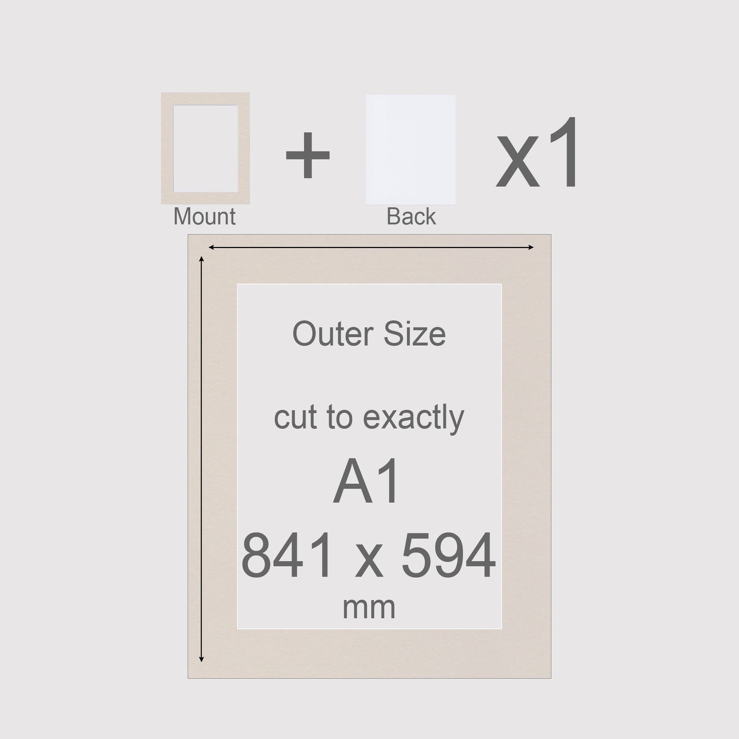 A1, 841 x 594 mm, Mount & Back, Pack of 1 (single)