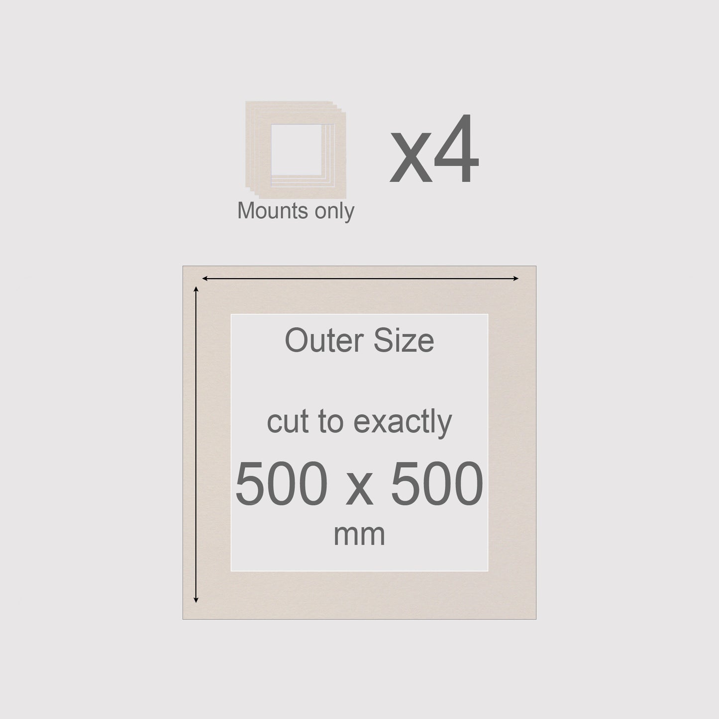 500 x 500 mm, Mounts only, Pack of 4