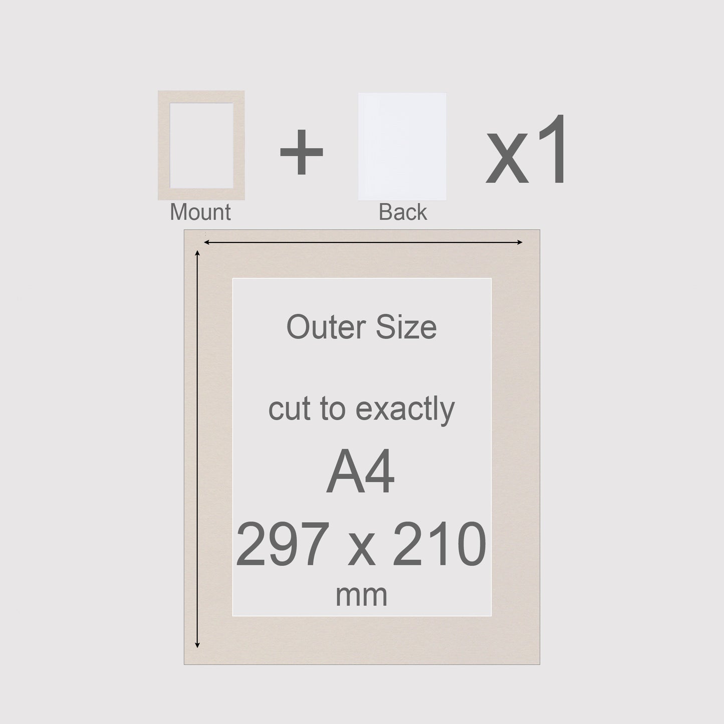 A4, 297 x 210 mm, Mount & Back, Pack of 1 (single)